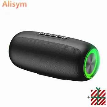 Alisym Bluetooth Portátil com alto-Falante hi-fi sem Fio de Baixo da Coluna Exterior Falantes de Apoio AUX TF TWS Super Subwoofer Com a Luz do RGB