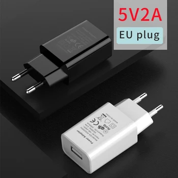 Novo Adaptador da UE 5V2A Telefone Móvel USB Carregador Adequado para a Itália França Alemanha Certificação CE Dois Redonda de Pé Plug Preto Branco