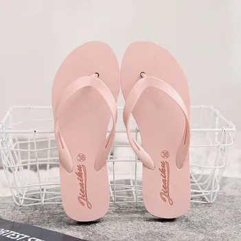 Simples De Cor Sólida Chinelos Confortáveis Mulheres Sapatos De Fundo Plano Moda Flip-Flops Impermeável Respirável Praia De Flip-Flops