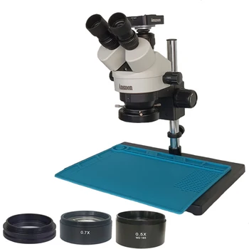 7X-45X Industria Trinocular com Zoom Estéreo Microscópio Simul Focal Microscopio 51MP Digital 2K Câmara Para o Telefone Móvel do PWB de Reparação