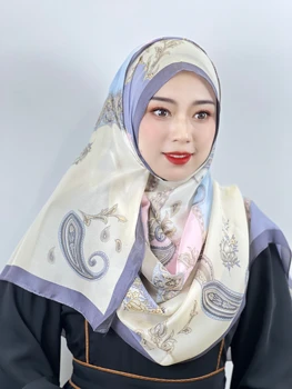 Muçulmano de Impressão Imitação de Seda Turbante Abaya turbante, xale lenço Hijabs Para as Mulheres Abayas Mulheres Jersey Lenço de Cabeça, Xale Turbantes