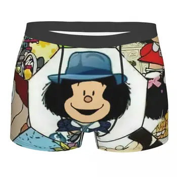 Homens do Anime Xadrez Mafalda Cueca Humor Cuecas Boxer Shorts, Cuecas Masculinas Respirável Cuecas Plus Size
