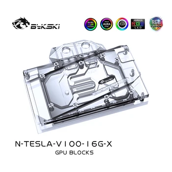 Bykski de Água do Bloco de Usar Para NVIDIA TESLA V100 16GB FHHL Placa GPU/Cobertura Total para Avançado OC VGA Cobre Bloco Cooler/A-RGB RURA