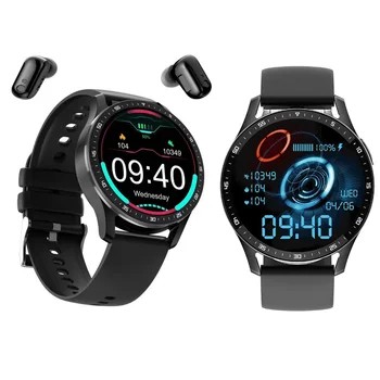 Smart Watch 2 em 1 Relógio Inteligente 1.32-polegadas Tela de Fitness Tracker Ritmo Cardíaco o Monitor de integridade com Bluetooth compatível com Fones de ouvido