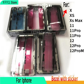 AAA de Qualidade Superior Moldura do painel Frontal Com Fita Adesiva Para iPhone 11 12 13 14 Pro X Xs Max 11Pro 12Mini LCD Quadro do Meio