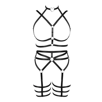 Mulheres Gótico Ligas Correia Correias Corpo Suspensórios Cueca Conjunto De Acessórios De Moda Escravidão Arnês De Corpo Sexy De Lingerie