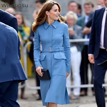 Princesa Kate Middleton, Casaco, Vestido De Roupas De Mulheres De Alta Qualidade, Designer De Moda Manga Longa Midi Vestidos De Trabalho Formal Desgaste De Escritório