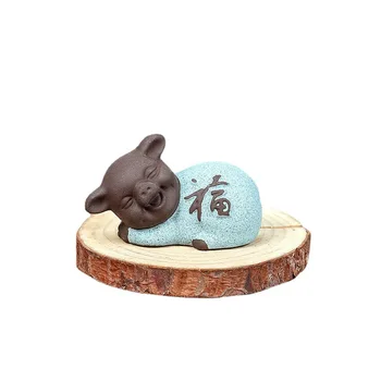 Geyao Chá de Estimação Decorações Zisha Cinco bênção de Porco Decoração da Mesa de Chá de Chá de Arte Pequeno Monge Figura Ornamentos