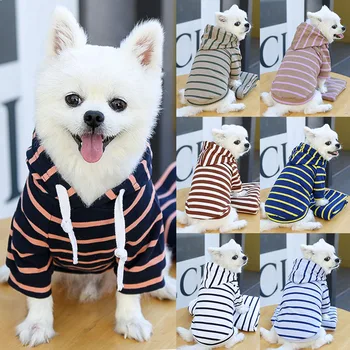 Listrado Cão Capuz animal de Estimação Camisola de Lã Sweatershirt Casaco e Jaqueta com o Chapéu para Pequenas e Médias Cães Gatos Esporte Roupas de Cachorro