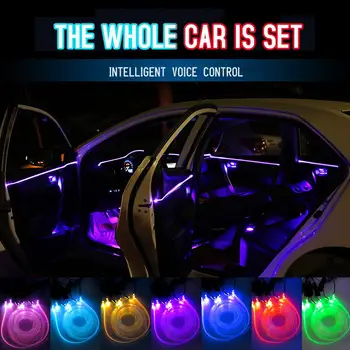 Carro Led Iluminação Decorativa de Interiores de luz de fundo RGB Vários Modos de Aplicação de Controle de Som Lâmpada de Humor Bar Automático de temperatura Ambiente Faixa de Luz de Néon