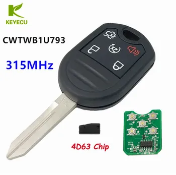 KEYECU Substituição de Chave Remoto Transmissor de Controle 5 Botão 315MHz Com 4D63 Chip para Ford Mustang Exploror Borda CWTWB1U793