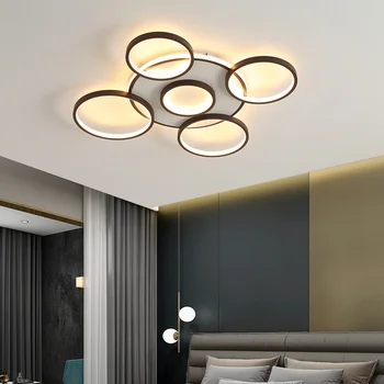 LED Moderno Design Redondo Lustre Ilumina-se Para a Sala de estar, Quarto de Estudo de Café Preto Deco Luminárias Luminárias Lustres