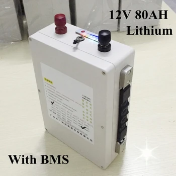 12V 80Ah Li Ion Bateria de Lítio Recarregável Com BMS para a Energia Solar Energia Solar, Sistema UPS Scooter Empilhadeira Elétrica+ 5A