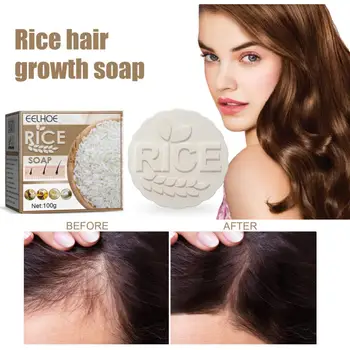 Água de arroz, o Crescimento do Cabelo Sabão do Cabelo do couro Cabeludo Xampu de Limpeza Barra de Perda do Anti-cabelo Nutrem Sabonete Artesanal Cuidados com o Cabelo Unissex Dropshipping