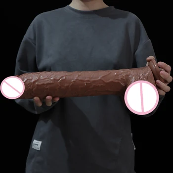 40cm Real Glande Testículos Real Plug Anal Gigante Longo Anal com Vibrador Pênis Realístico com sua Poderosa Ventosa Perfeito Pau Grande Brinquedos Sexuais 18