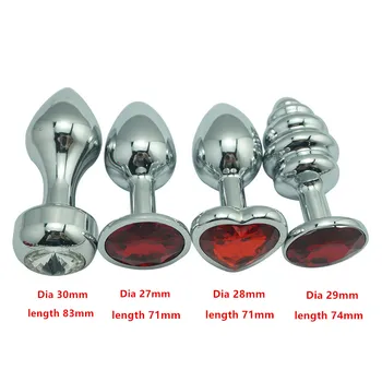 1pcs pequeno tamanho 4 da forma para a escolha de 12 cores de metal plug Anal jóias thread coração de cristal bunda esferas de vibrador de brinquedos Sexuais para homens mulheres