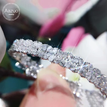 Aazuo 18K Joias Finas em Ouro Branco Diamantes Verdadeiros 7.0 tc Premium luxo Pulseira Para a Mulher Chique da Moda Casamento, Festa de Noivado