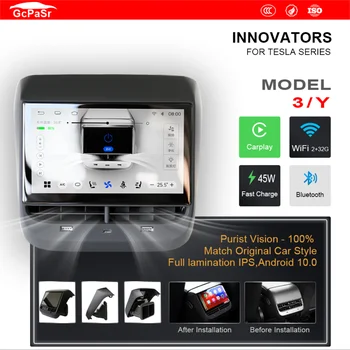 CARVIEW de 7.0 polegadas de Tela do Android 12 Tesla Model 3 Y Visualização Traseira do Painel de Controle de Ar condicionado IPS Multimedia Player-Rádio C