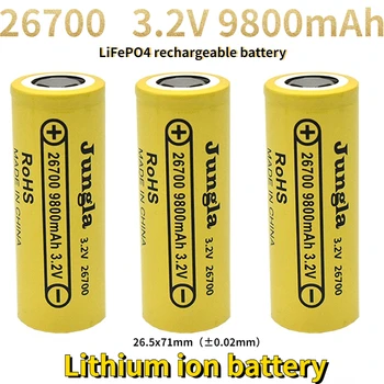2-10PCS Jungla 3,7 V 26700 9800mAh de lítio-íon de LiFePO4 apontou a bateria recarregável lanterna LED de bateria lítio-íon