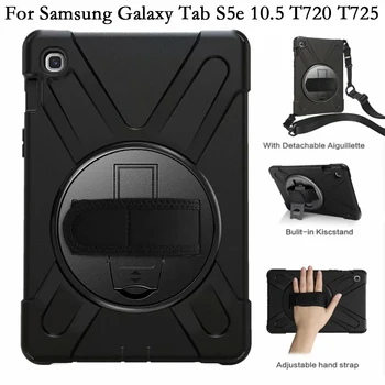 Tablet Case para Samsung Galaxy Tab S5e 10.5 T720 T725 Tampa Rotação Suporte PC à prova de Choque de Silicone Shell Alça de Ombro