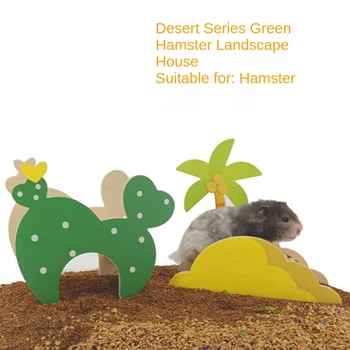 Deserto Série de Cactus em forma de Hamster Abrigo de Madeira Hamster Escada de Gaiola do Hamster Paisagismo Suprimentos Hamster Acessórios
