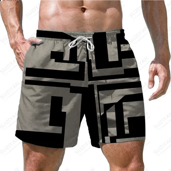 Verão Novos Homens de Shorts de Praia, Calças de Listra Painel de Impressão 3D Havaiano de Lazer de Praia Estilo dos Homens Cordão Casa Calções Desportivos