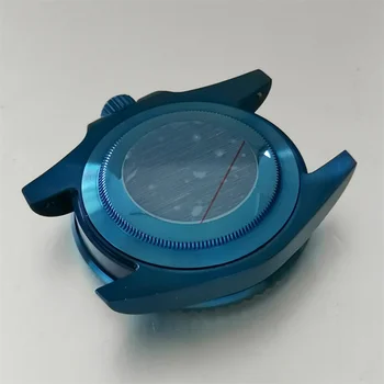 Branca de Silicone Pulseira de 40 mm Vidro Safira Galvanizados Azul SUB Assista Caso do Kit de Modificação para NH35/NH36 Movimento