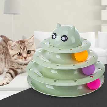 Gato de estimação brinquedos para animais de estimação gato interativo jogo de tabuleiro brinquedo três-camada de gato mesa giratória
