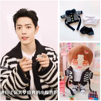 Xiao Zhan Listrado Suéter de T-shirt 20cm Roupas de Boneca Calças de 20cm Star Baby Dress Up
