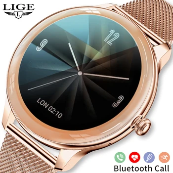 LIGE Smart Watch Mulheres Temperatura do Corpo Smartwatch Senhoras Para Android IOS Impermeável Bluetooth Relógios Touch Pulseira de Relógio