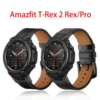 Pulseira de Couro genuíno Para Amazfit TREX T Rex 2 TRex Pro Smart Watch Banda Substituir Correias Para a Xiaomi Huami Amazfit T-Rex Pulseiras