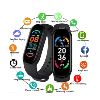 M6 Além de Esportes Smart Watch frequência Cardíaca Monitorização da Pressão Arterial Impermeável Smart Watch Homens Mulheres Relógio Multifuncional