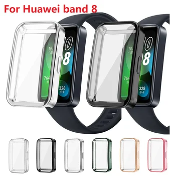 Protetor da tela o Caso para Huawei de banda de 8 Completa Cobertura do pára-choques TPU Macio Chapeamento de Escudo Protetor da Tampa para Huawei band8 Accessorie