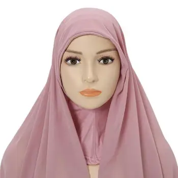Uma Peça Turbante Xales de Mulheres Muçulmanas Hijab com Interior Cachecóis, Caps Islã Cobertura Completa Headwraps Underscarf Lenço de Seda Ramadã