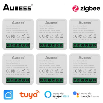 16A Zigbee Smart Switch 2-forma de Controle Interruptor Mini Smart Disjuntor de Tuya Vida Inteligente de Controle de Trabalhar Com Alexa Inicial do Google Yandex Alice