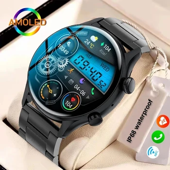 Novo 390*390 AMOLED Smart Watch Homem Sempre Exibir O Tempo de Chamada Bluetooth Sport Fitness Tracker Smartwatch Para Homens Android IOS