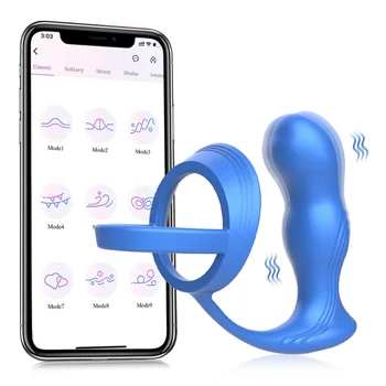 APLICATIVO de Controle Remoto Plug Anal de Próstata Massageador do ponto G em forma de L, Quintal Masturbador Próstata Simulador Sextoi Brinquedo do Sexo para o Homem