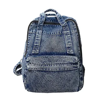 Grande Capacidade de Retro Unisex Jeans Mochilas para Adolescente Azul Tote Estilo Preppy Bookbags Legal Rua Bagpack