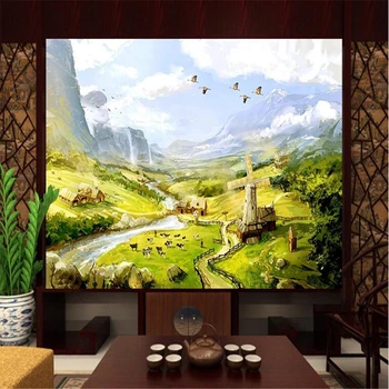 beibehang Personalizado mural de parede extravagante pastoral Europeia da paisagem HD de pintura a óleo, TV fundo papier peint mural 3d