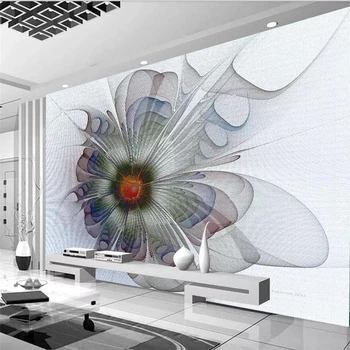 beibehang papel de parede Personalizado grande de luxo da moda moderna abstrato floral branco sala de estar, quarto mural sofá TV decorativos de parede