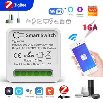 Tuya Zigbee16A MINI Smart Hub Switch Gateway Zigbee Multifuncionais Alexa Inicial do Google Yandex Alice Duas Vias Smart Switch Zigbee16A