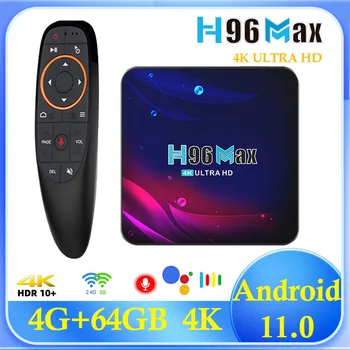 H96 MAX V11 RK3318 Quad-Core Inteligente Caixa de TV Android, 11 de 4GB a 32GB 64GB 4K HD BT 2,4 G&5G wi-Fi Dual USB3.0 Media Player Set-Top Box