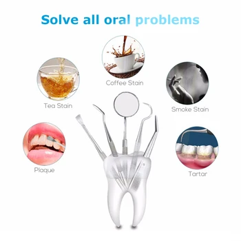 5pcs de Aço Inoxidável Kit de Ferramentas de Dentes Tártaro Raspador de Espelho bucal Dentistas Ferramenta de recolha Dentes Scaler para Uso Pessoal