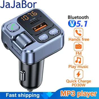 JaJaBor Transmissor FM Carro MP3 de Música Leitor de 3,5 mm de Áudio AUX Tipo de Receptor C PD 30W de Carregamento Rápido de mãos-livres Bluetooth Car Kit