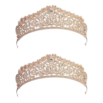 2023 Venda Quente-2X Casamento Banhado a Ouro Cristal de rocha Concurso Tiara de Coroa Festa Headband
